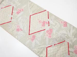 プラチナ箔　麗華菱華文織り出し　袋帯